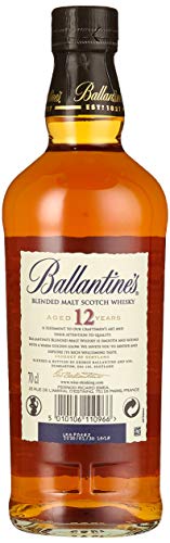 Ballantines 12 Blended Malt Scotch Whisky – 12 Jahre gereifte Komposition aus ausgewählten Malt Whiskys – Goldgelbe Farbe mit rauchig & frischem Geschmack – 1 x 0,7 L - 3