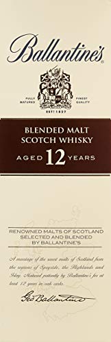 Ballantines 12 Blended Malt Scotch Whisky – 12 Jahre gereifte Komposition aus ausgewählten Malt Whiskys – Goldgelbe Farbe mit rauchig & frischem Geschmack – 1 x 0,7 L - 4