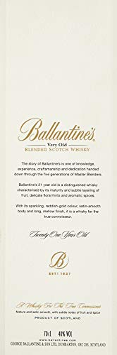Ballantines 21 Blended Scotch Whisky – 21 Jahre alter reichhaltiger Blend mit würzigen Aromen, perfekt abgestimmten Rauchnoten & Fruchtnuancen – 1 x 0,7 L - 5