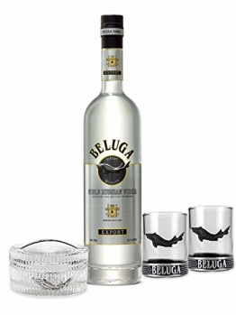 Beluga Set - Beluga Vodka 0,7l (40% Vol) + Glas Behälter + 2x Shotgläser -[Enthält Sulfite] - 1