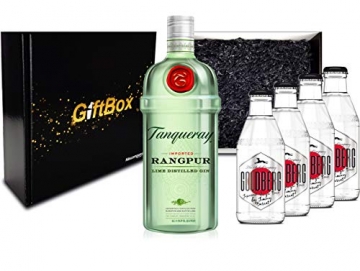 Gin Tonic Set Giftbox Geschenkset – Tanqueray Rangpur Lime Destilled Gin 0,7l 700ml (41,3% Vol) + 4x Goldberg Japanese Yuzu Tonic Water 200ml inkl. Pfand MEHRWEG -[Enthält Sulfite] - 
