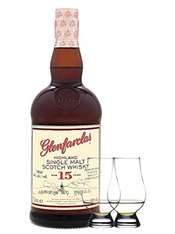 Glenfarclas 15 Jahre Single Malt Whisky 0,7 Liter + 2 Glencairn Gläser - 