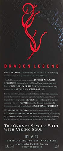 Highland Park Dragon Legend Single Malt Scotch Whisky (1 x 0.7 l) – intensives, aromatisches Raucharoma, inspiriert durch die Wikinger-Saga - 5