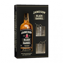 Jameson Whiskey BLACK BARREL Triple Distilled Irish Whiskey 40% Volume 0,7l in Geschenkbox mit 2 Gläsern Whisky - 1
