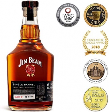 Jim Beam Single Barrel Whiskey, Einzelfassabfüllung, körperreicher Geschmack mit ausbalancierten Eiche-, Vanille- und Karamell-Noten, 47,5% Vol, 1 x 0,7l - 2