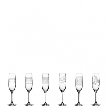 Leonardo Casella Sekt-Gläser 6er Set, Prosecco-Glas mit Mustern, spülmaschinengeeignete Sektkelche, stoßfeste Champagner-Gläser, 190 ml, 061798 - 