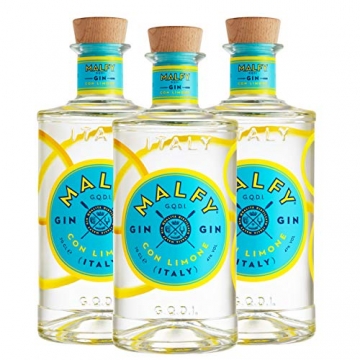 Malfy Gin Con Limone 3er Set, Italienischer Gin mit Zitrone, Alkohol, Schnaps, Flasche, 41%, 3 x 700 ml - 1