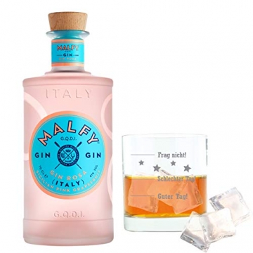 Malfy Gin Rosa mit graviertem Tumblerglas, italienischer Gin mit Wacholder, Alkohol, Schnaps, Flasche, 41%, 700 ml - 2