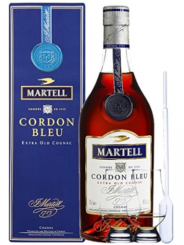 Martell Cordon Bleu Frankreich 0,7 Liter + 2 Glencairn Gläser und Einwegpipette - 