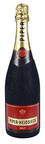 Piper-Heidsieck Brut Champagner 0,75l (12% Vol) Bling Bling Glitzerflasche in schwarz -[Enthält Sulfite] - 