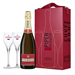 Piper-Heidsieck Piper-Heidsieck Champagne CUVÉE BRUT 12% Volume 0,75l in Geschenkbox mit 2 Gläsern Champagner - 1