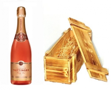 Taittinger Prestige Rosé Brut Champagner in Holzkiste geflammt 12% 0,75l Fl. - 