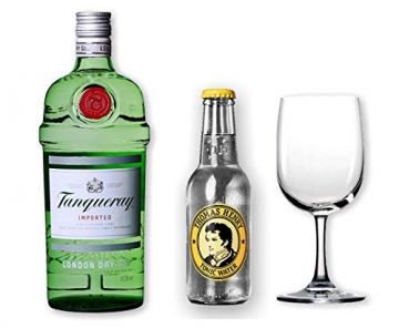 Tanqueray Gin 47% 0,7l Geschenkkarton mit Glas und Thomas Henry Tonic Water 0,2l - 2