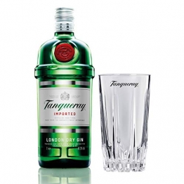 Tanqueray London Dry Gin Imported Set mit Bar Glas, Alkohol, Flasche, 47.3%, 1 L - 1