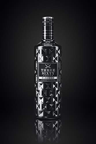 Three Sixty Geschenkset - Three Sixty Black Vodka Wodka 0,7L 700ml (42% Vol) + 2x Black Gläser Longdrinkgläser Glas 300ml aus rein weißem Brillanz-Glas Bar Cocktail - [Enthält Sulfite] - 3