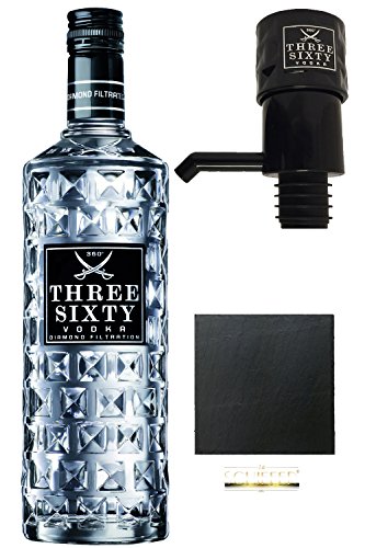 Three Sixty Vodka 3,0 Liter + Three Sixty Pumpe + Schieferuntersetzer - 1
