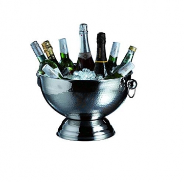BarCraft, Champagnerkühler/Punschschüssel aus Metall, Stilvoller Silberfarbener Eiskübel für Cocktails, Wein, Bier und Alkoholfreie Getränke, 37 x 25 cm – Edelstahl - 2