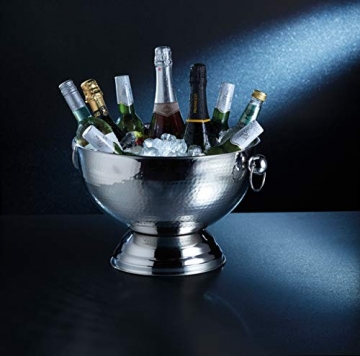 BarCraft, Champagnerkühler/Punschschüssel aus Metall, Stilvoller Silberfarbener Eiskübel für Cocktails, Wein, Bier und Alkoholfreie Getränke, 37 x 25 cm – Edelstahl - 3