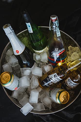 BarCraft, Champagnerkühler/Punschschüssel aus Metall, Stilvoller Silberfarbener Eiskübel für Cocktails, Wein, Bier und Alkoholfreie Getränke, 37 x 25 cm – Edelstahl - 5