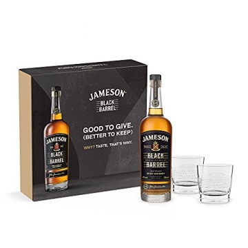 Jameson Black Barrel Irish Whiskey und 2 Tumbler im Set – Blended Irish Whiskey mit Jameson Single Irish Pot Still Whiskeys und seltenem Grain Whiskey – 1 x 0,7 l - 2