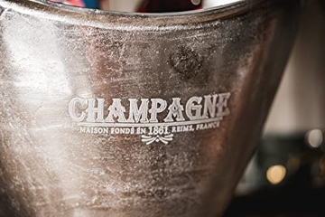 MichaelNoll Champagnerkühler Champagnerschale Flaschenkühler Sektkühler Weinkühler aus Metall, Party Getränkekühler, Aluminium Silber XL Champagne 36,5 cm - 3