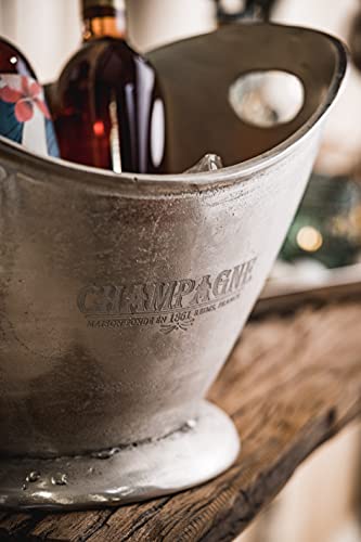 MichaelNoll Champagnerkühler Champagnerschale Flaschenkühler Sektkühler Weinkühler aus Metall, Party Getränkekühler, Aluminium Silber XL Champagne 36,5 cm - 5
