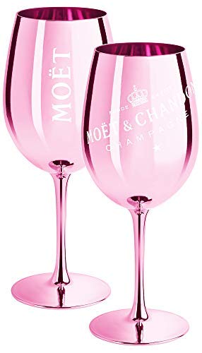2 x Moet & Chandon Champagnerglas Rose (Limited Edition) Ibiza Imperial Glas Rosa Champagner-Glas Rosé Gläser + Untersetzer (2 Stück) - 
