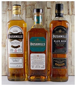 3 Flaschen Bushmills : Original Black Bush 10 Jahre irischer Single Malt Whiskey im Geschenkkarton - 1