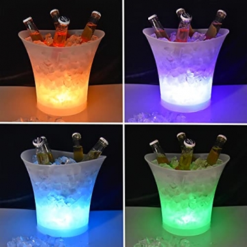 Airmpa LED Eiskübel 5L, Multicolor LED Sektkübel, Wein-und Getränkebehälter mit großem Fassungsvermögen, Eiskübel mit mehreren Farben, geeignet für Festival/Party/Zuhause/Bar/Themenrestaurant - 2