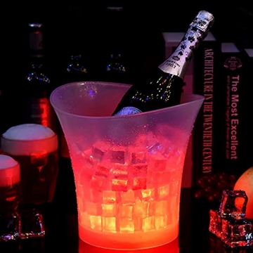 Airmpa LED Eiskübel 5L, Multicolor LED Sektkübel, Wein-und Getränkebehälter mit großem Fassungsvermögen, Eiskübel mit mehreren Farben, geeignet für Festival/Party/Zuhause/Bar/Themenrestaurant - 3