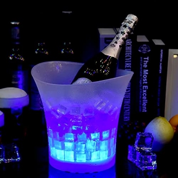 Airmpa LED Eiskübel 5L, Multicolor LED Sektkübel, Wein-und Getränkebehälter mit großem Fassungsvermögen, Eiskübel mit mehreren Farben, geeignet für Festival/Party/Zuhause/Bar/Themenrestaurant - 4