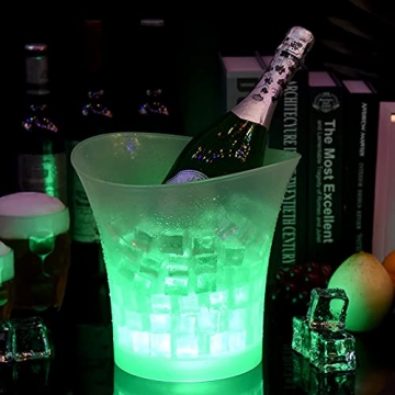 Airmpa LED Eiskübel 5L, Multicolor LED Sektkübel, Wein-und Getränkebehälter mit großem Fassungsvermögen, Eiskübel mit mehreren Farben, geeignet für Festival/Party/Zuhause/Bar/Themenrestaurant - 5
