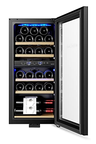 BODEGA43-22 Weinkühlschrank Klein - Weinkühlschrank 2 Zonen, 22 Weinflaschen, 5-20 ºC, 60 Liter, Geräuscharm (41 dB), 5 Schubladen aus Buchenholz, Kompressor mit Lüfterkühlung - 6