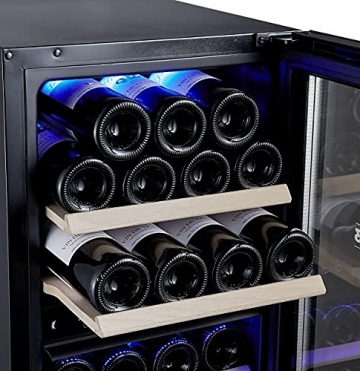 BODEGA43-22 Weinkühlschrank Klein - Weinkühlschrank 2 Zonen, 22 Weinflaschen, 5-20 ºC, 60 Liter, Geräuscharm (41 dB), 5 Schubladen aus Buchenholz, Kompressor mit Lüfterkühlung - 7