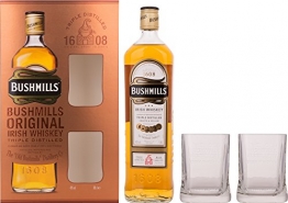 Bushmills Original Irish Whiskey Triple Distilled mit Geschenkverpackung mit 2 Gläser (1 x 1 l) - 1
