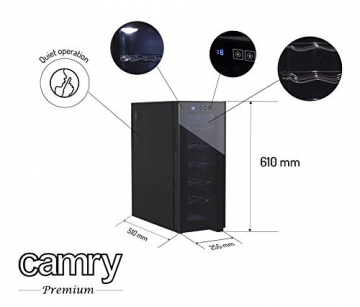 Camry CR8068 Weinkühlschrank / 12 Flaschen / 1 cm / Geringer Stromverbrauch, Schwarz;silber - 7