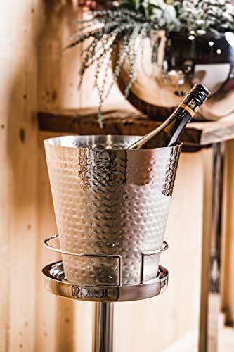 Champagnerkühler auf Standfuß, Weinkühler mit Ständer, Flaschenkühler Sektkühler Getränkekühler aus Edelstahl Silber Party - Kühler für Sekt, Wein und Champagner - XL 80 cm - 7