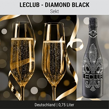 Das Sekt Geschenkset BLING!| Diamond LECLUB mit 1.000 Kristallen 2 Champagnergläser aus schwarzem Kristallglas | Geschenk Valentinstag Mutter - 4