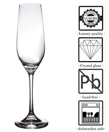 Elerise Vitina Sektgläser Set - 4 Champagnergläser 230 ml aus Kristalglas | Hochwertige Sektkelche von hoher Qualität - 2