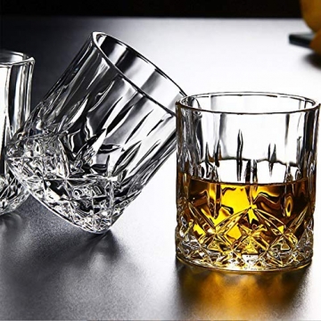 Joeyan Whisky Gläser 4er Set - 300ml Rumgläserset - Whiskybecher für Schottisch, Bourbon, Rum, Cocktails - 3