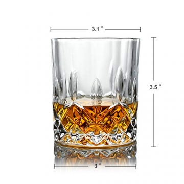 Joeyan Whisky Gläser 4er Set - 300ml Rumgläserset - Whiskybecher für Schottisch, Bourbon, Rum, Cocktails - 7