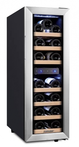 Kalamera Kleiner Weinkühlschrank, 19 Flaschen,Kompressor, 75 Liter, Temperaturzonen 5-10°C/10-18°C, 88cm hoch, KRC-75BSS - 1