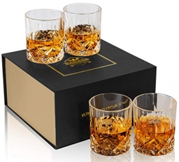 KANARS 4er Set Whisky Gläser, Bleifrei Kristallgläser, Whiskey Glas, 300 ml, Schöne Geschenk Box, Hochwertig - 1