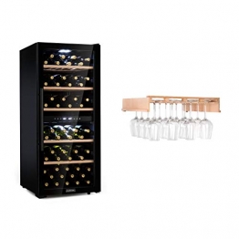Klarstein Barossa 102D Weinglas-Regal Set - Weinkühler, Weinkühlschrank, Kompressionskühler, Volumen:, Kühltemperatur: 5-18 °C, 2-Zonen, Touch-Steuerung, Glasfront, 102 Flaschen, schwarz - 1