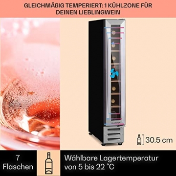 Klarstein Vinovilla - Weinkühlschrank, Getränkekühlschrank, Tür mit Schloss und 2 Schlüsseln, LED-Innenbeleuchtung, Volumen 20 Liter, Silber - 3