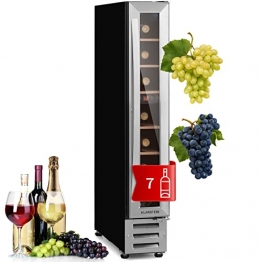 Klarstein Vinovilla - Weinkühlschrank, Getränkekühlschrank, Tür mit Schloss und 2 Schlüsseln, LED-Innenbeleuchtung, Volumen 20 Liter, Silber - 1