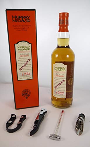 Macallan Maverick 15 Year Old Speyside Scotch Whisky 1988 Murray McDavid Bottling in einer Geschenkbox, da zu 4 Weinaccessoires, 1 x 700ml - 