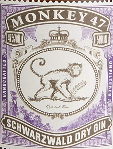 Monkey 47 Schwarzwald Dry Gin in traditioneller Holzkiste – Harmonischer Gin mit Wacholderaroma und frischen Zitronen- und Fruchtnoten – 1 x 0,5 l - 6