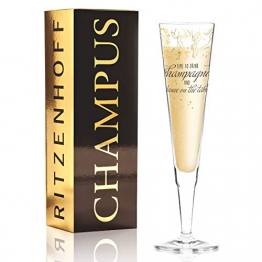 RITZENHOFF Champus Champagnerglas von Natalia Yablunovska, aus Kristallglas, 200 ml, mit edlen Gold- und Platinanteilen, inkl. Stoffserviette - 1