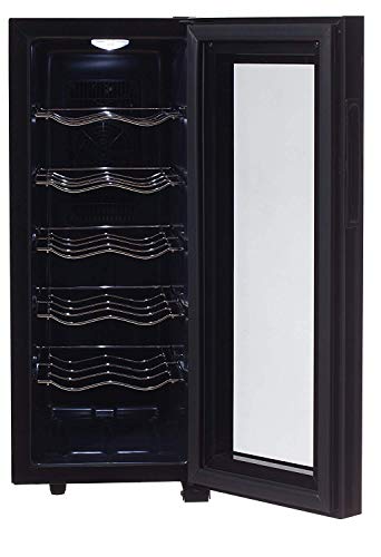 Weinkühlschrank 33 Liter 12 Flasche Weinkühler Weinklimakühlschrank Mini Kühlschrank Minibar mit Glastür LED Beleuchtung - 2